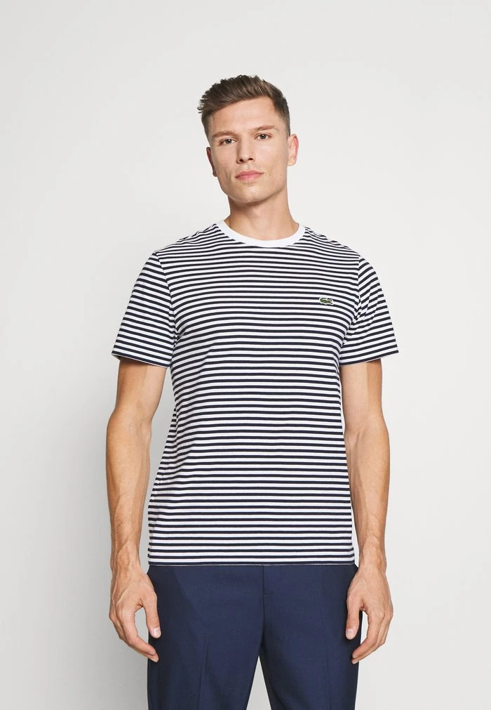 Le moins cher ⌛ Lacoste T-shirt Basique - White/navy Blue 🥰 1 Le moins cher ⌛ Lacoste T-shirt Basique - White/navy Blue 🥰