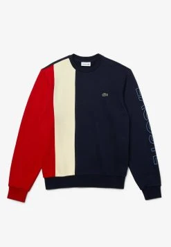 Meilleure vente 👏 Lacoste Sweatshirt - Bleu Marine / Beige / Rouge ⭐