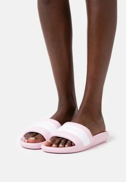 Budget ✔️ Lacoste CROCO SLIDE - Mules - Light Pink/white ⌛