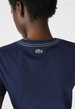 Offres 🎁 LACOSTE FEMME - T-shirt Imprimé - Bleu Marine Blanc 🌟 -Pas Cher Lacoste Boutique 3ada34cf313b43c5aefbcad7a053faff