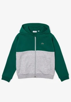 Promo 😀 Lacoste Sweat à Capuche Zippé - Vert / Gris Chine 🥰