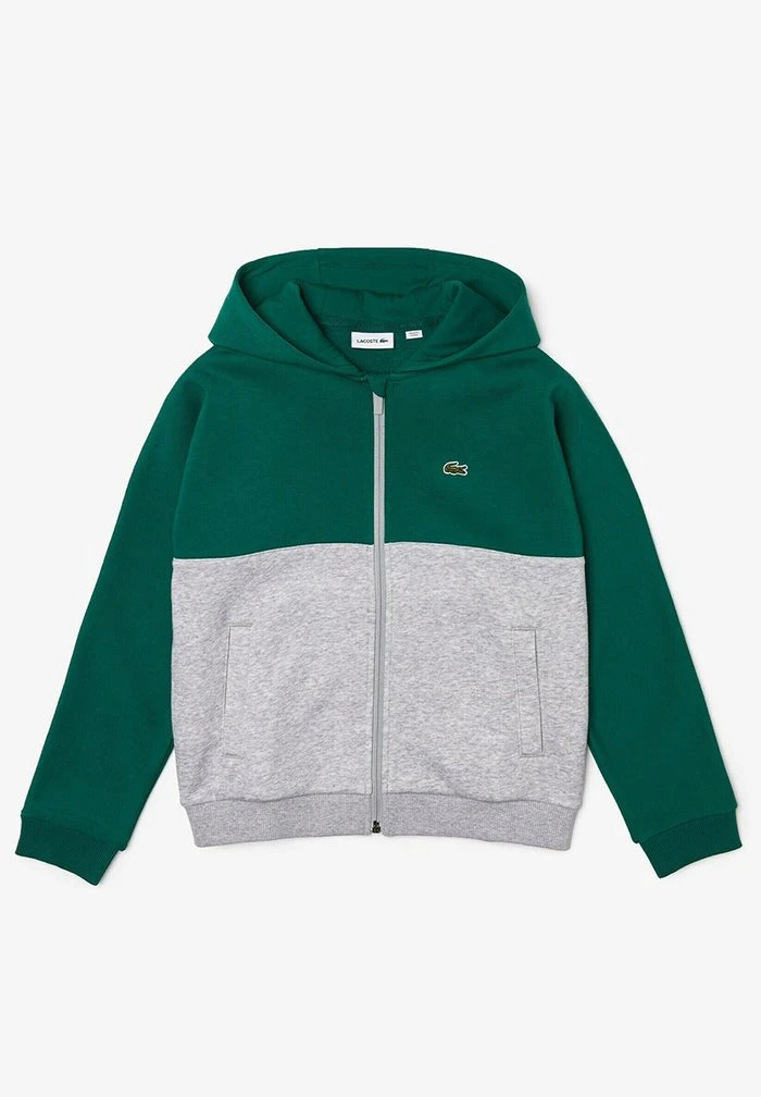 Promo 😀 Lacoste Sweat à Capuche Zippé - Vert / Gris Chine 🥰 1 Promo 😀 Lacoste Sweat à Capuche Zippé - Vert / Gris Chine 🥰