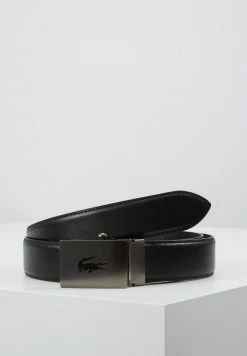 Promo ⭐ Lacoste CURVED STITCHED EDGES - Ceinture - Black 🎁