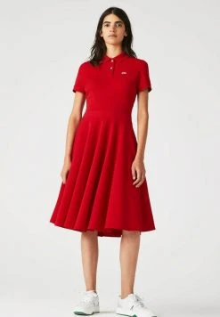 Le moins cher 💯 Lacoste Robe En Jersey - Rouge 🎉