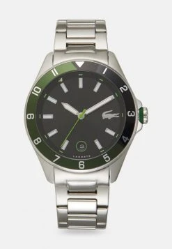 Meilleure vente 👏 Lacoste TIEBRAKER - Montre - Silver-coloured/green ⌛
