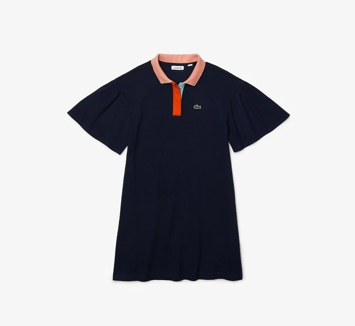 Offres 👏 Lacoste Robe De Jour - Bleu Marine / Blanc 🎁 4 Offres 👏 Lacoste Robe De Jour - Bleu Marine / Blanc 🎁 – Image 4