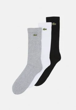 Meilleure vente 🎉 Lacoste 3 PACK - Chaussettes - Argent Chine/blanc/noir ⌛