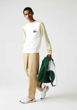 Le moins cher ✔️ Lacoste Sweatshirt - Blanc Beige ⭐