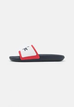 Remise 🎁 Lacoste CROCO SLIDE - Sandales De Bain - White/navy/red ⌛